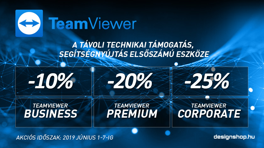 Új TeamViewer előfizetések 10-25% kedvezménnyel, 2019 június 7-ig