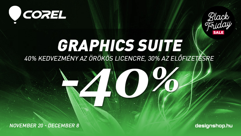 Corel Black Friday 2023 – CorelDRAW Graphics Suite 40% kedvezménnyel