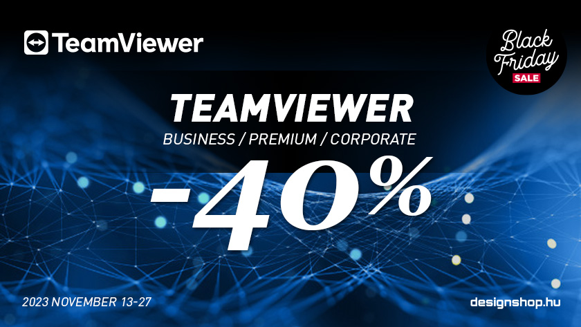 TeamViewer Black Friday 2023 –  1 éves előfizetések 40% kedvezménnyel