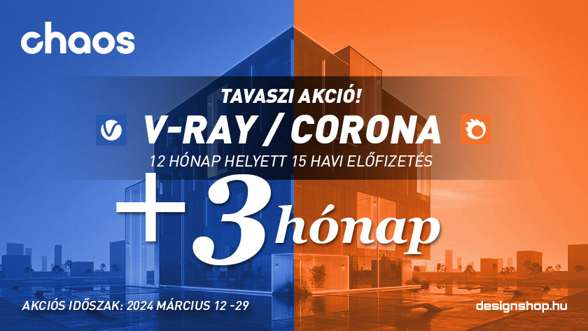 Chaos V-Ray és Corona – 12 helyett 15 havi előfizetés