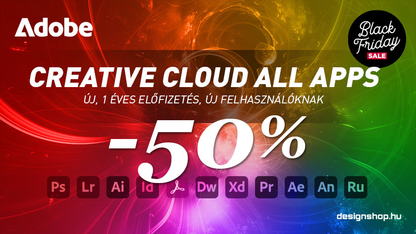 Adobe Black Friday 2024 – Creative Cloud All Apps 50% kedvezménnyel